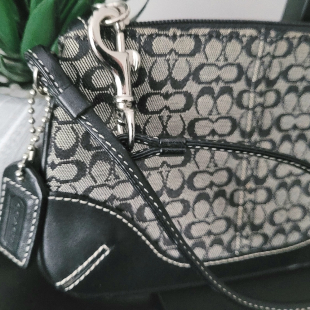 Coach Black and Gray Signature Wristlet - Picture 2 of 5